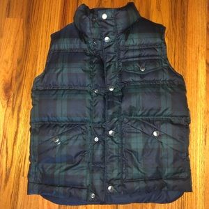 Land's End Kid's Green Plaid Puffer Vest